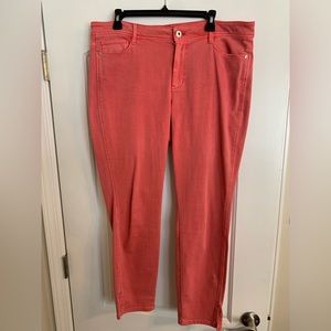J.Jill size 14 authentic fit slim ankle jeans. Plenty of stretch, coral color.